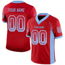 Laden Sie das Bild in den Galerie-Viewer, Custom Red Light Blue-White Mesh Drift Fashion Football Jersey
