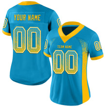 Load image into Gallery viewer, Custom Panther Blue Gold-White Mesh Drift Fashion Football Jersey
