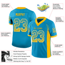 Charger l&#39;image dans la galerie, Custom Panther Blue Gold-White Mesh Drift Fashion Football Jersey
