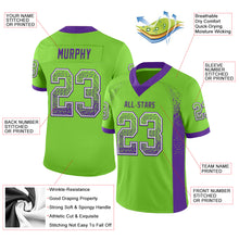 Charger l&#39;image dans la galerie, Custom Neon Green Purple-White Mesh Drift Fashion Football Jersey
