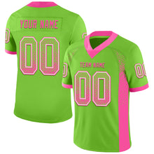 Charger l&#39;image dans la galerie, Custom Neon Green Pink-White Mesh Drift Fashion Football Jersey
