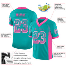 Загрузить изображение в средство просмотра галереи, Custom Aqua Pink-White Mesh Drift Fashion Football Jersey
