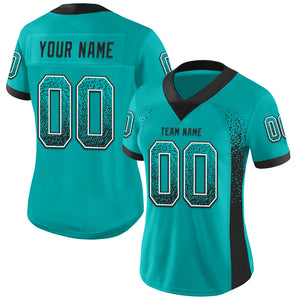 Custom Aqua Black-White Mesh Drift Fashion Football Jersey