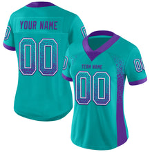 Загрузить изображение в средство просмотра галереи, Custom Aqua Purple-White Mesh Drift Fashion Football Jersey
