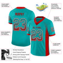 Загрузить изображение в средство просмотра галереи, Custom Aqua Red-White Mesh Drift Fashion Football Jersey
