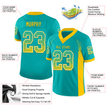 Загрузить изображение в средство просмотра галереи, Custom Aqua Yellow-White Mesh Drift Fashion Football Jersey
