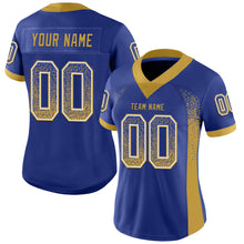 Load image into Gallery viewer, Custom Royal Old Gold-White Mesh Drift Fashion Football Jersey
