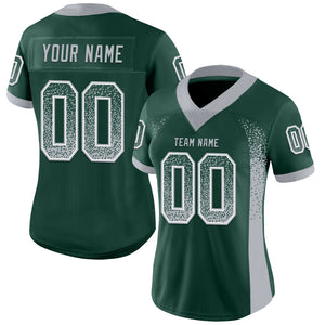 Custom Green Gray-White Mesh Drift Fashion Football Jersey