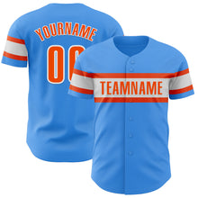 Load image into Gallery viewer, Custom Electric Blue Orange-White Authentic Baseball Jersey
