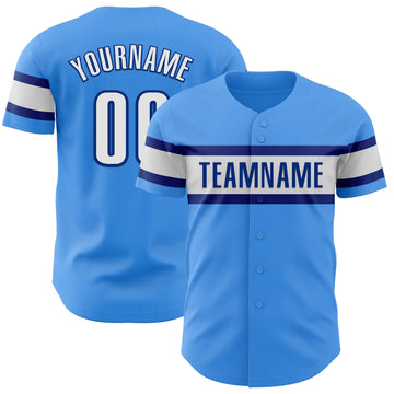 Custom Electric Blue White-Royal Authentic Baseball Jersey