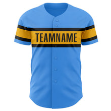 Charger l&#39;image dans la galerie, Custom Electric Blue Gold-Black Authentic Baseball Jersey
