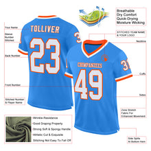 Загрузить изображение в средство просмотра галереи, Custom Powder Blue White-Orange Mesh Authentic Throwback Football Jersey
