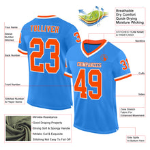 Загрузить изображение в средство просмотра галереи, Custom Powder Blue Orange-White Mesh Authentic Throwback Football Jersey
