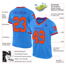 Загрузить изображение в средство просмотра галереи, Custom Powder Blue Orange-Purple Mesh Authentic Throwback Football Jersey
