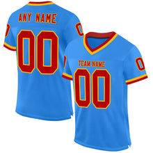 Charger l&#39;image dans la galerie, Custom Powder Blue Red-Gold Mesh Authentic Throwback Football Jersey
