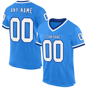 Custom Powder Blue White-Royal Mesh Authentic Throwback Football Jersey