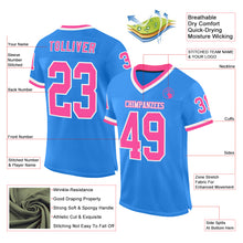 Charger l&#39;image dans la galerie, Custom Powder Blue Pink-White Mesh Authentic Throwback Football Jersey
