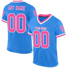 Charger l&#39;image dans la galerie, Custom Powder Blue Pink-White Mesh Authentic Throwback Football Jersey
