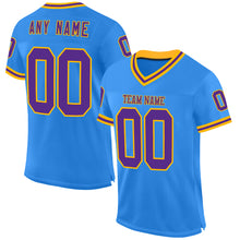 Charger l&#39;image dans la galerie, Custom Powder Blue Purple-Gold Mesh Authentic Throwback Football Jersey
