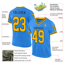 Загрузить изображение в средство просмотра галереи, Custom Powder Blue Gold-Black Mesh Authentic Throwback Football Jersey
