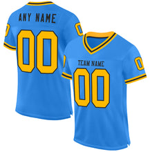 Загрузить изображение в средство просмотра галереи, Custom Powder Blue Gold-Black Mesh Authentic Throwback Football Jersey
