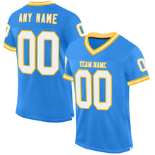 Загрузить изображение в средство просмотра галереи, Custom Powder Blue White-Gold Mesh Authentic Throwback Football Jersey
