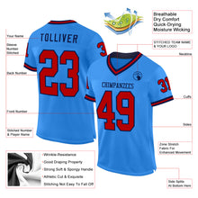 Загрузить изображение в средство просмотра галереи, Custom Powder Blue Red-Navy Mesh Authentic Throwback Football Jersey
