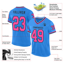 Laden Sie das Bild in den Galerie-Viewer, Custom Powder Blue Pink Black-Light Blue Mesh Authentic Throwback Football Jersey
