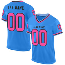 Laden Sie das Bild in den Galerie-Viewer, Custom Powder Blue Pink Black-Light Blue Mesh Authentic Throwback Football Jersey
