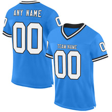 Загрузить изображение в средство просмотра галереи, Custom Powder Blue White-Black Mesh Authentic Throwback Football Jersey
