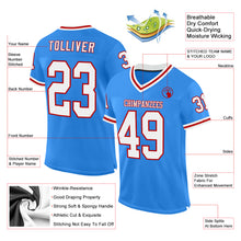 Загрузить изображение в средство просмотра галереи, Custom Powder Blue White-Red Mesh Authentic Throwback Football Jersey
