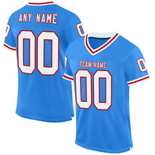 Загрузить изображение в средство просмотра галереи, Custom Powder Blue White-Red Mesh Authentic Throwback Football Jersey
