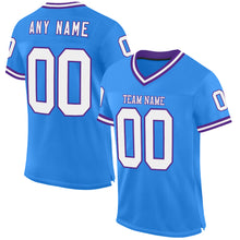 Загрузить изображение в средство просмотра галереи, Custom Powder Blue White-Purple Mesh Authentic Throwback Football Jersey
