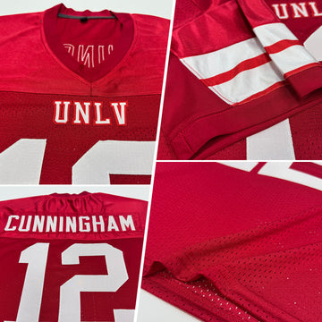 Custom Red White Mesh Authentic Football Jersey