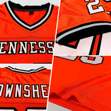 Загрузить изображение в средство просмотра галереи, Custom Orange White-Black Mesh Authentic Throwback Football Jersey
