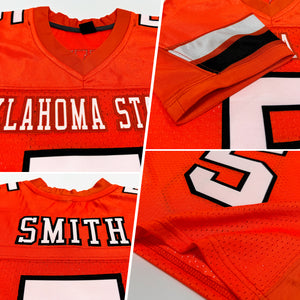 Custom Orange White-Black Mesh Authentic Football Jersey