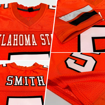 Custom Orange White-Black Mesh Authentic Football Jersey