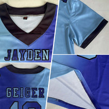 Charger l&#39;image dans la galerie, Custom Purple Light Blue-Black Mesh Authentic Gradient Fashion Football Jersey
