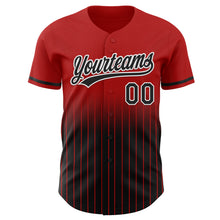 Charger l&#39;image dans la galerie, Custom Red Pinstripe Black-White Authentic Fade Fashion Baseball Jersey
