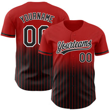 Charger l&#39;image dans la galerie, Custom Red Pinstripe Black-White Authentic Fade Fashion Baseball Jersey
