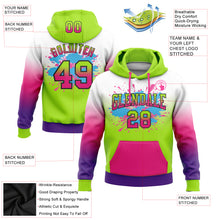 Charger l&#39;image dans la galerie, Custom Stitched White Neon Green Hot Pink Purple-Black Fade Fashion Splash Sports Pullover Sweatshirt Hoodie
