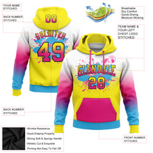 Загрузить изображение в средство просмотра галереи, Custom Stitched White Light Yellow Hot Pink Sky Blue-Black Fade Fashion Splash Sports Pullover Sweatshirt Hoodie
