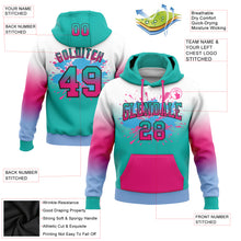 Загрузить изображение в средство просмотра галереи, Custom Stitched White Aqua Hot Pink Light Blue-Black Fade Fashion Splash Sports Pullover Sweatshirt Hoodie
