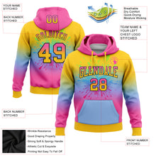 Загрузить изображение в средство просмотра галереи, Custom Stitched Yellow Pink Light Blue-Black Fade Fashion Splash Sports Pullover Sweatshirt Hoodie
