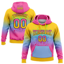 Загрузить изображение в средство просмотра галереи, Custom Stitched Yellow Pink Light Blue-Black Fade Fashion Splash Sports Pullover Sweatshirt Hoodie
