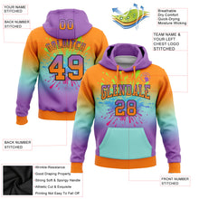 Загрузить изображение в средство просмотра галереи, Custom Stitched Bay Orange Medium Purple Ice Blue-Black Fade Fashion Splash Sports Pullover Sweatshirt Hoodie
