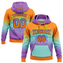 Загрузить изображение в средство просмотра галереи, Custom Stitched Bay Orange Medium Purple Ice Blue-Black Fade Fashion Splash Sports Pullover Sweatshirt Hoodie
