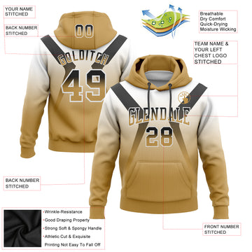 Custom Stitched White Black-Old Gold Fade Fashion Arrow Sports Pullover Sweatshirt Hoodie