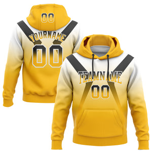 Custom Stitched White Black-Gold Fade Fashion Arrow Sports Pullover Sweatshirt Hoodie