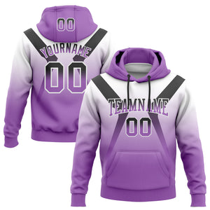 Custom Stitched White Black-Medium Purple Fade Fashion Arrow Sports Pullover Sweatshirt Hoodie